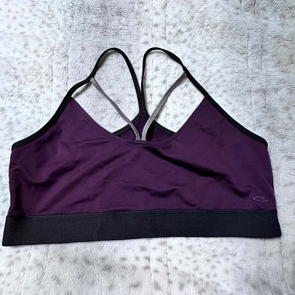 Champion Strappy Vented Wire Free Racerback Sports Bra Size XXL Purple